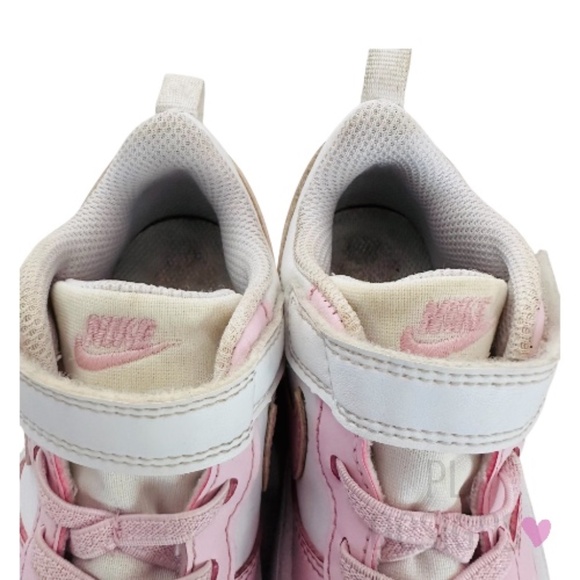Nike Court Borough Low Recraft Sneakers White/Pink Girls 9C Little Kid Shoes - Picture 4 of 8